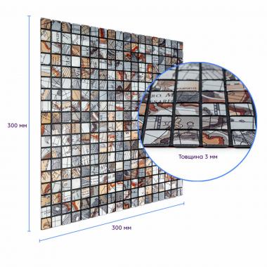 Самоклеюча алюмінієва плитка 300х300х3мм Сірий квадратик SW-00001926