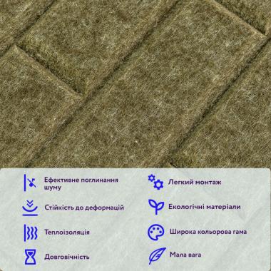 Звукоізоляційна панель 600х600х9мм Хакі SW-00002705