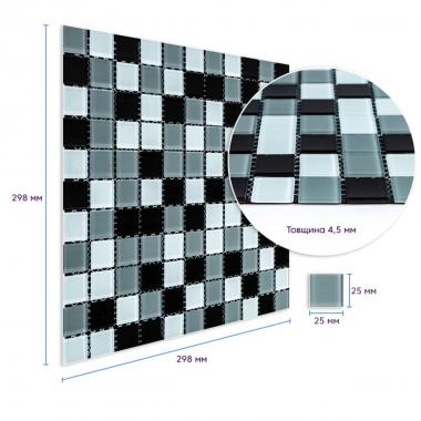 Мозаика из декоративного стекла 298х298х4,5мм Чёрно-серая SW-00002369
