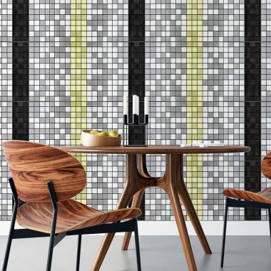 Самоклеюча алюмінієва плитка 300х300х3мм Срібна із чорним мозаїка SW-00001825