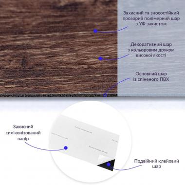 Самоклеящаяся виниловая плитка 152.4х914.4х1.5мм Каштан, цена за 1 шт. (СВП-002) Матовая SW-00000282