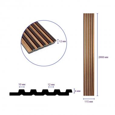 Рейка декоративная PS 2900х115х12мм Под коричневую кожу с бронзой SW-00002135