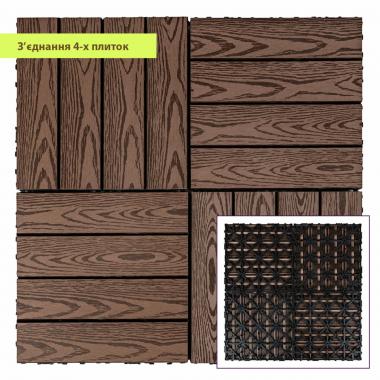 Композитная плитка ДПК 300х300х23мм Тёмный дуб (D) SW-00001707