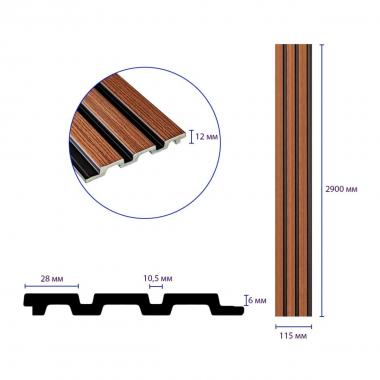 Рейка декоративная PS 2900х115х12мм Каштановый SW-00001743