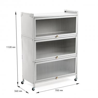 Шафа мобільна для зберігання розкладна триярусна з сталі 70х36х112,8см Світло-сірий SW-00002116