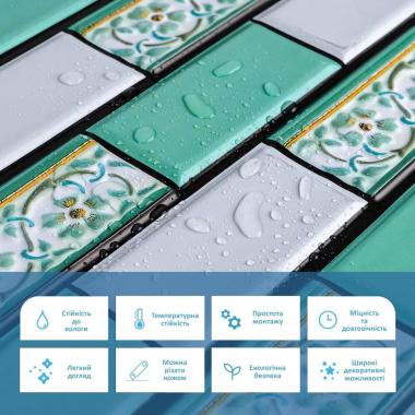 Декоративная ПВХ панель 960х480х4мм Кирпич зеленый орнамент SW-00001429