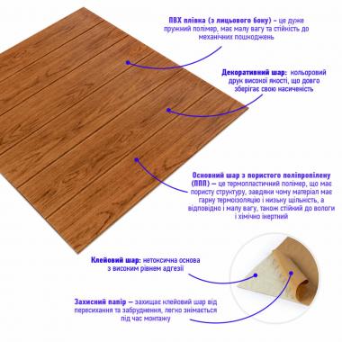 Самоклеящаяся декоративная 3D панель 700x700x5мм Ольха дерево (089) SW-00000279