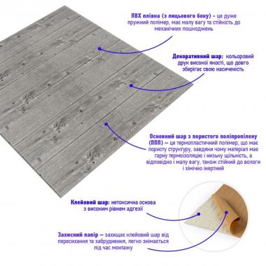 Самоклеющаяся декоративная 3D панель 700x700x4мм Графитовое дерево (079) SW-00000558