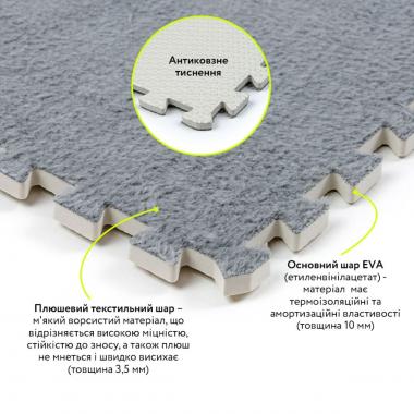 Пол-пазл плюшевый 60х60х1см Светло-серый (D) SW-00002081