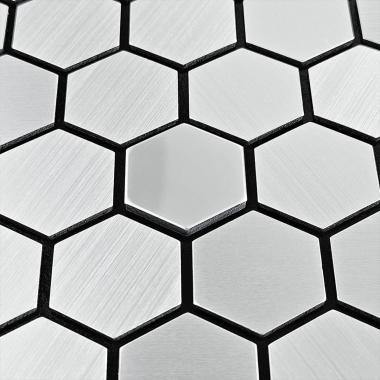 Самоклеюча алюмінієва плитка 300х300х3мм Срібна мозаїка із дзеркальними вставками SW-00001928