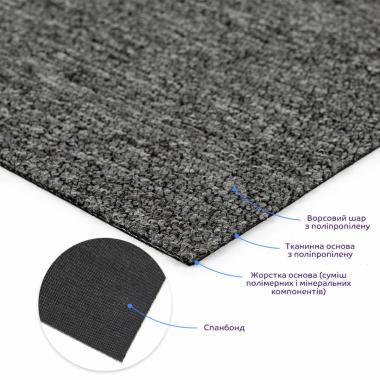 Плитка під ковролін без клейового шару 500х500х3мм Темно-Сірий SW-00002711