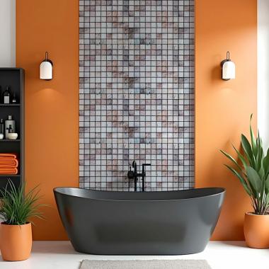 Декоративная ПВХ панель мозаика 960х480х4мм Бежевый мрамор SW-00001433