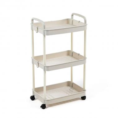 Етажерка мобільна триярусна універсальна пластикова 41х25х72см Слонова кістка SW-00002435