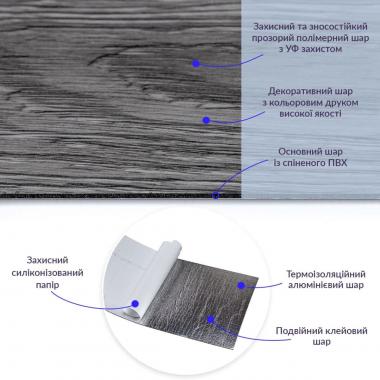 Самоклеюча вінілова плитка 152.4х914.4х1.5мм Попелясте дерево, ціна за 1 шт. (СВП-003) Матова SW-00000284
