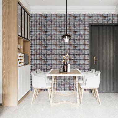 Декоративная ПВХ панель мозаика 960х480х4мм Бежевый мрамор SW-00001433