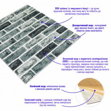 Самоклеюча 3D панель 700x700x5мм Клінкер синій (413) SW-00000768