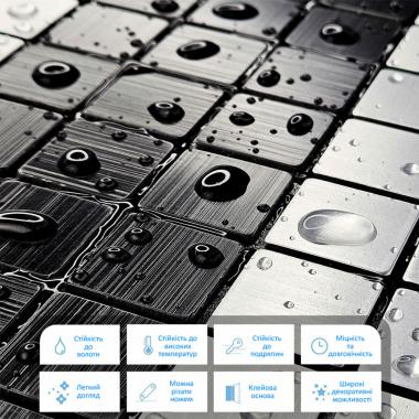 Самоклеюча алюмінієва плитка 300х300х3мм Срібна із чорним мозаїка SW-00001825