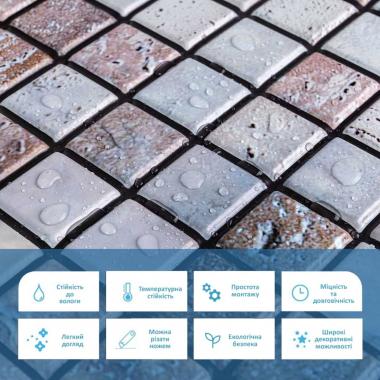 Декоративная ПВХ панель мозаика 960х480х4мм Бежевый мрамор SW-00001433