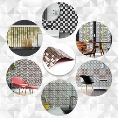 Самоклеюча алюмінієва плитка 300х300х3мм мідна мозаїка SW-00001157