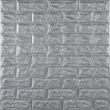 3D панель самоклеюча 700х770х7мм цегла Срібло (017-7) SW-00000059