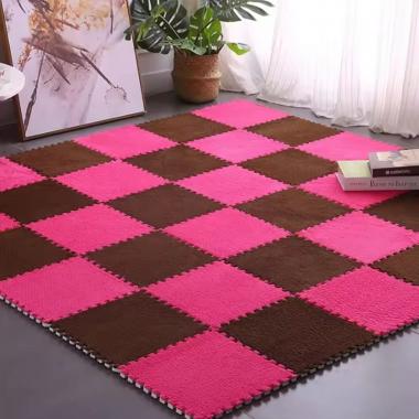 Підлога-пазл плюшевий 30х30х1см Рожевий (D) SW-00002092