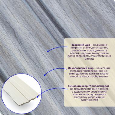 Рейка декоративная PS 2900х119х12мм Серое дерево SW-00002142-