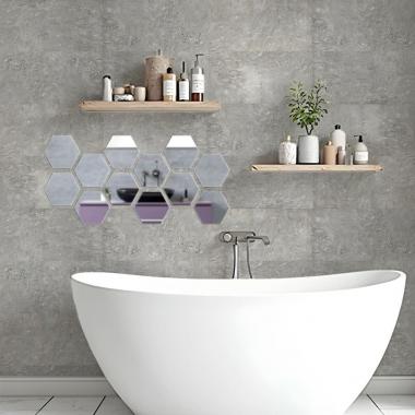 Дзеркальний декор акриловий самоклеючий 125*105мм срібло,12шт (D) SW-00002513