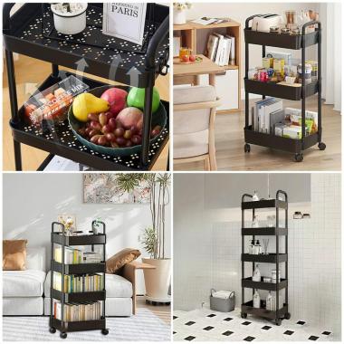 Етажерка мобільна п'ятиярусна універсальна пластикова 41х25х127см Чорна SW-00002109