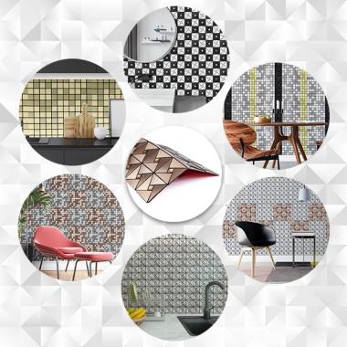 Самоклеюча алюмінієва плитка 300х300х3мм Мідна зі стразами SW-00001416 (D)