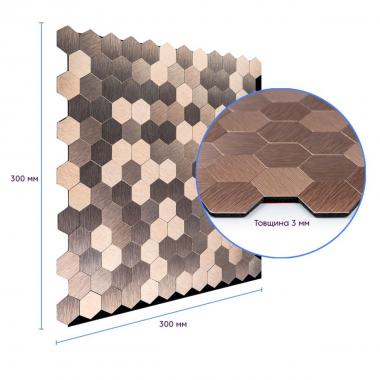 Самоклеюча алюмінієва плитка 300х300х3мм Мозаїка рожеве золото SW-00001930