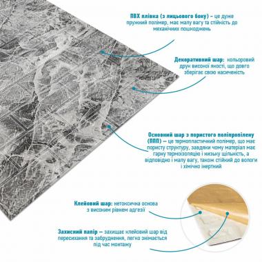 R061-2-20 Панель стеновая в рулоне 3D 700х19600х2мм Мрамор Чёрный SW-00002279