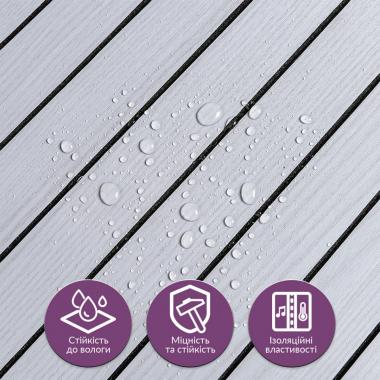 Покриття вінілове самоклеюче 3D рейки 600х600х2,8мм Білий графіт SW-00002193