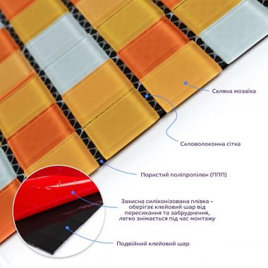 Мозаика из декоративного стекла 298х298х4,5мм Оранжевая SW-00002365