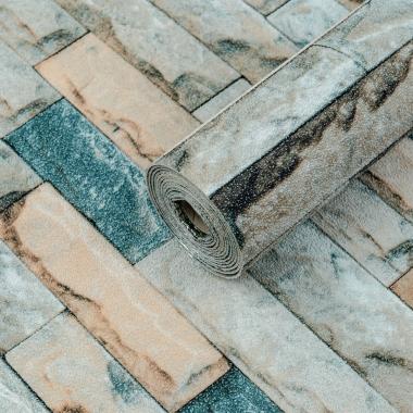 Обои самоклеющиеся 2800х500х1,5мм Бирюзовый екатеринославский кирпич (D) SW-00001943