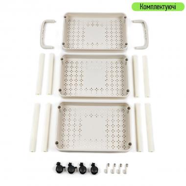 Етажерка мобільна триярусна універсальна пластикова 41х25х72см Слонова кістка SW-00002435