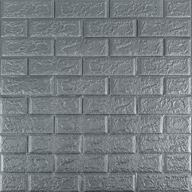 3D панель самоклеюча 700х770х5мм цегла Срібло (017-5) SW-00000038