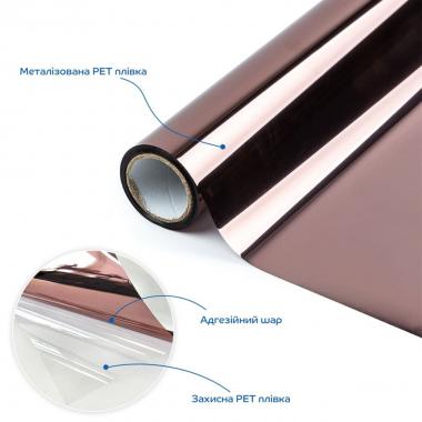 Зеркальная солнцезащитная плёнка для окон Бронза 600х3000х0,08 мм SW-00002721