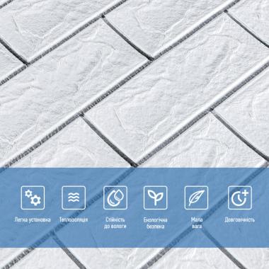 Самоклеюча 3D панель 700х770х5мм Біла цегла смужка срібло (100-5) SW-00000753