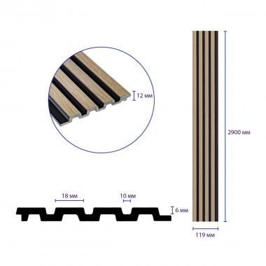 Рейка декоративная PS 2900х119х12мм Дуб с графитом SW-00001738