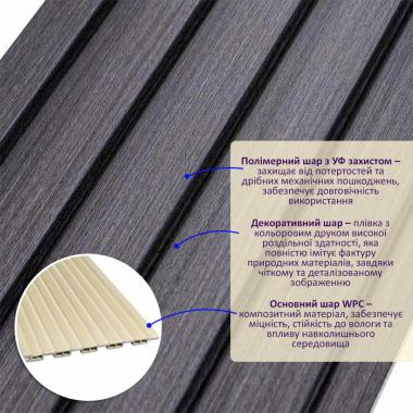 Рейка декоративна WPC стінова 3000х150х9мм Графіт SW-00001871