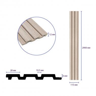 Рейка декоративная PS 2900х115х12мм Светлый дуб SW-00002129
