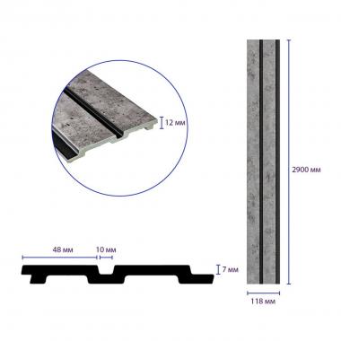 Рейка декоративная PS 2900х118х12мм Бетон с золотыми вкраплениями SW-00001752